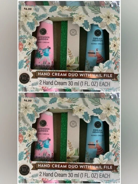 2 Sets Of Lavender Garden & Dream Heaven Hand Cream Duo with Nail File - New!