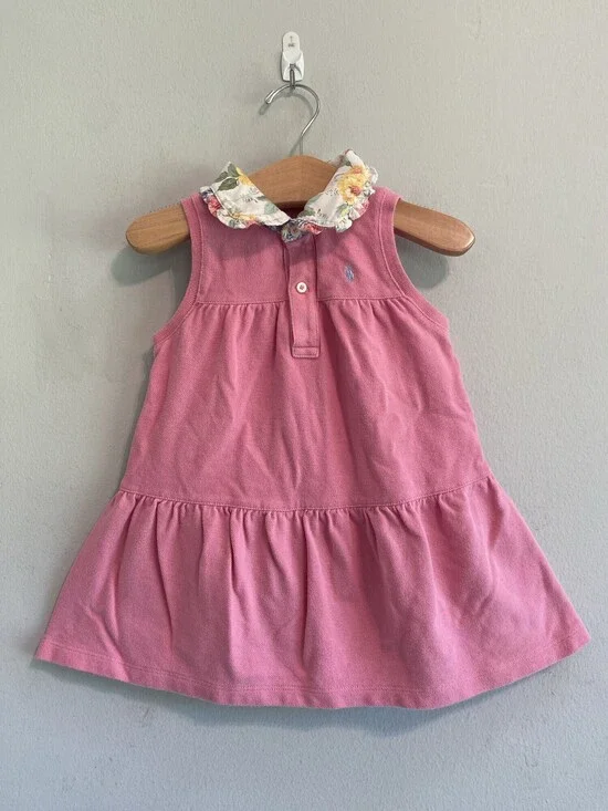 Ralph Lauren Pink Floral Collar Cotton Dress Baby 24M