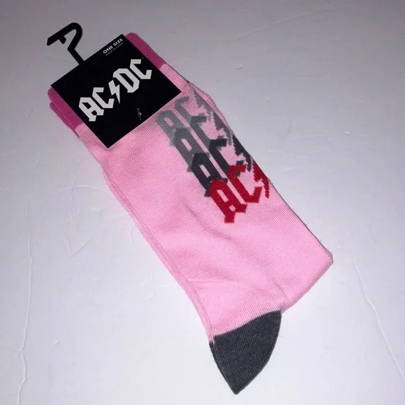 AC/DC Pink and Black Casual Socks‎