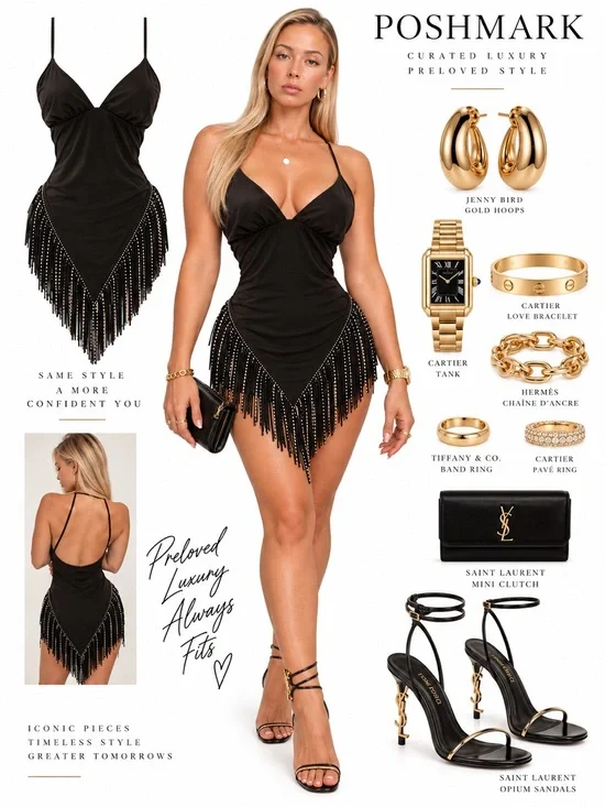 Black Fringe V-Neck Slip Dress - Women Accessories