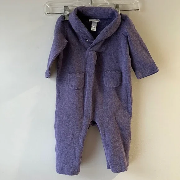 Ralph Lauren Baby Girls Purple Knit‎ Sweater Footless Sleepsuit Romper 9M