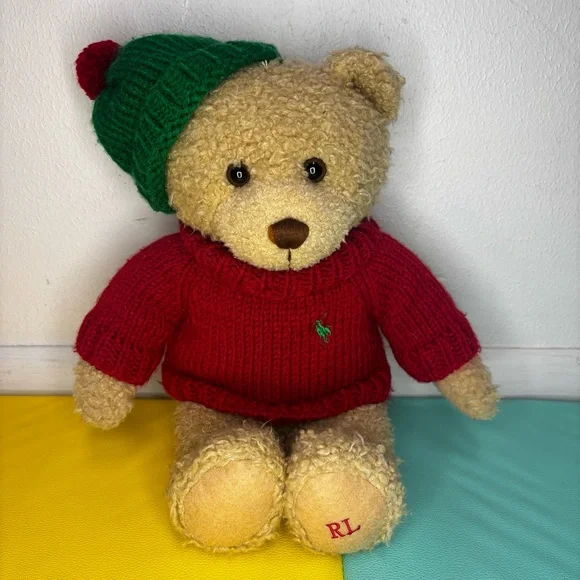 Ralph Lauren Red Sweater Teddy Bear Vintage‎