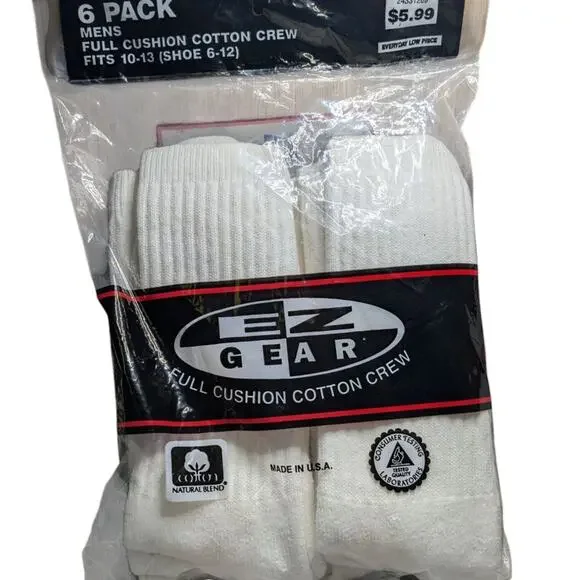 Vintage EZ Gear New Crew Sock 6 pack‎