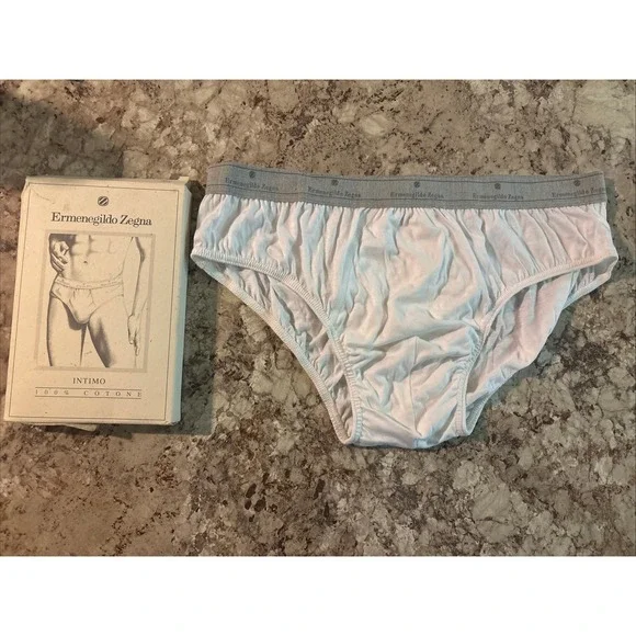 Vintage ERMENEGILDO ZEGNA Intimo Cotton Men's Bikini Brief Underwear White 2XL‎