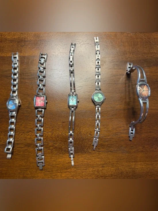 Fossil Women's Silver Bracelet Watches with Multi-Color Dials