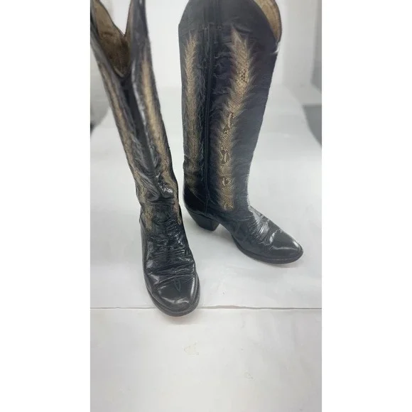 C.H. HYER Custom Snake Inlaid Women's Vintage 8 -8 1/2 Cowboy Boots Leather