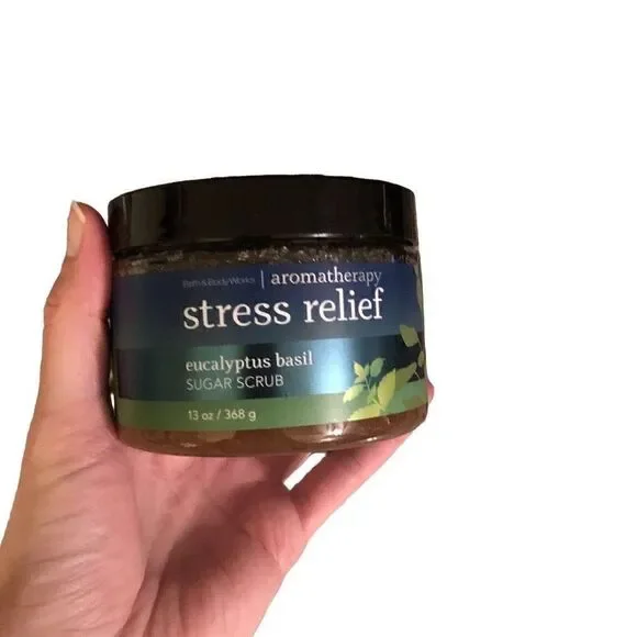 Bath Body Works Stress Relief Eucalyptus Basil 13 oz Sugar Scrub New BBW