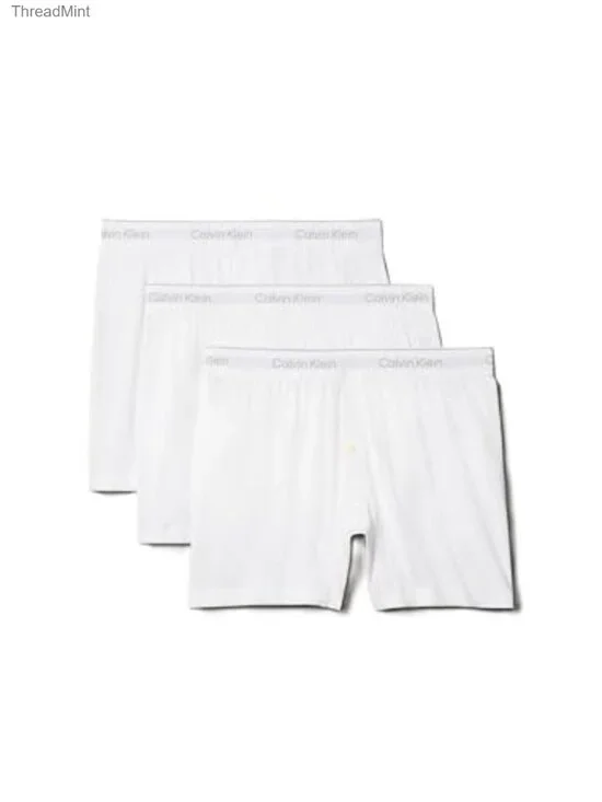 Men's Cotton Knit Boxer 3-Pack Breathable Button Fly Straight Leg