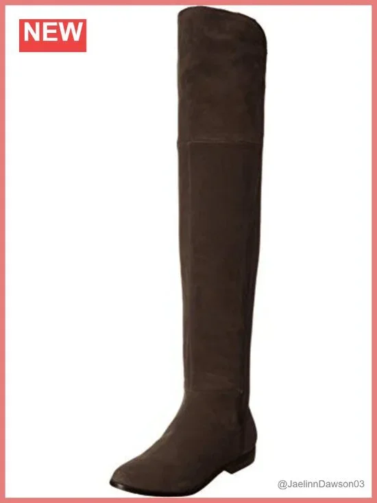 Over-the-Knee Split Suede Riding Boot Pointed Toe Pull-On 23.75