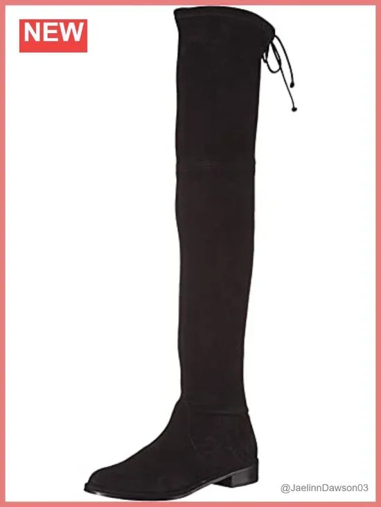 Over the Knee Stretch Suede Boots Block Heel Pull On