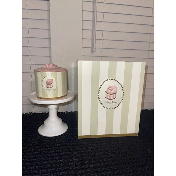 Pink French Powder Box‎ & Matching Waste Basket Girly Powder Room
