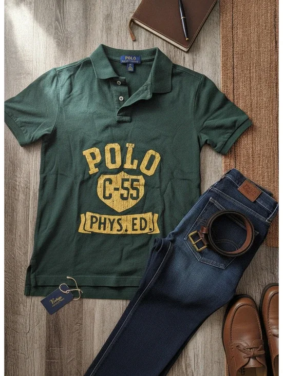 Polo Ralph Lauren Green C-55 Phys Ed Polo Shirt Size S/P