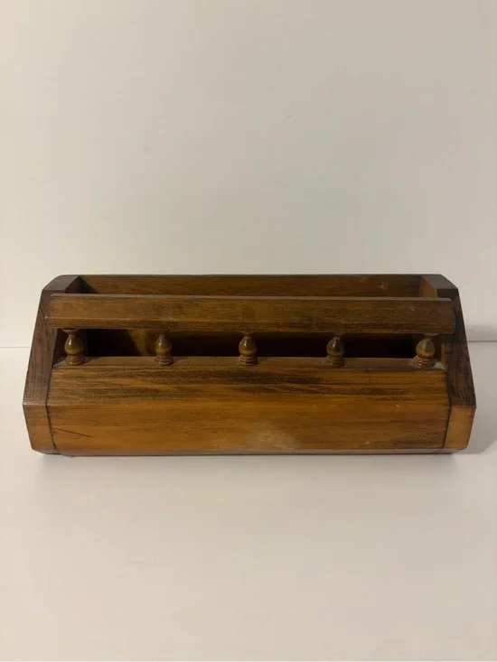 Vintage wood wall shelf spindle spice rack trinket shelf rustic farmhouse decor