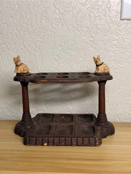 Vintage MCM Syroco Wood Pipe Cigar Holder Scottish Terrier Westie Dogs EUC