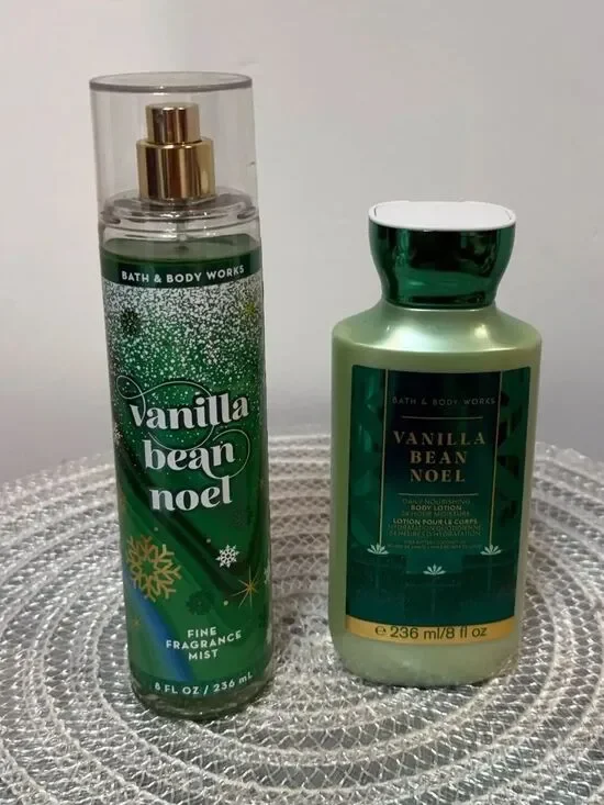 BBW Vanilla Bean Noel Fragrance Mist and Body Lotion Set of 2 NWT