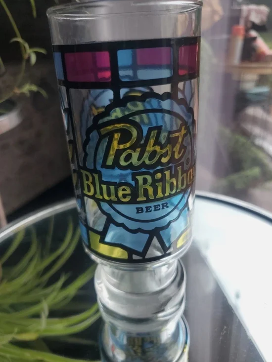 Pabst Blue Ribbon Beer Stained Glass Style Decorative Glass