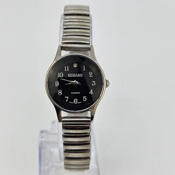 Women's Watch 24MM Black Dial Gray Expandable Bracelet Band 5.75