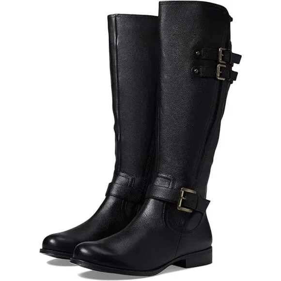 Naturalizer Jessie Black Leather Riding Boots Sz 12 WIDE WIDTH‎
