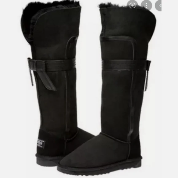 Ugg Genevieve Over The Knee Boots Suede Leather Fur Bows Designer Luxury #159