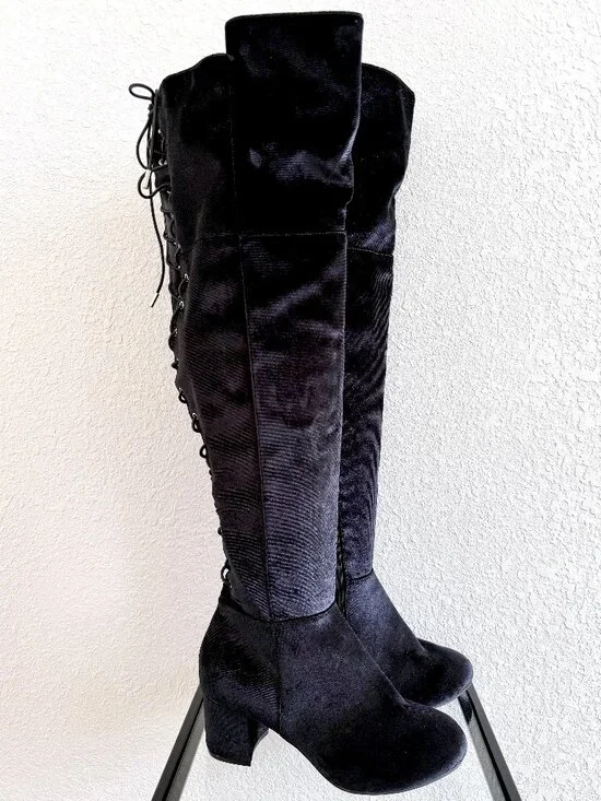 Torrid Black Over the Knee Heel Boot - Size 8WW