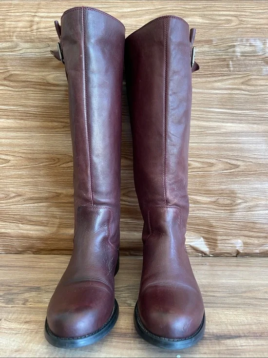 Pre-owned Steve Madden Over-the-Knee Leather Boots in Burgundy size 9.5M