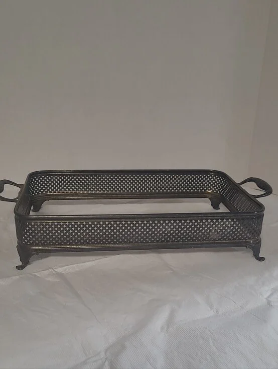 Vintage Silver Plated Serving Tray with Handles - Silver Plated