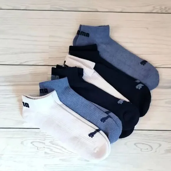Puma Men's Athletic Socks NWOT - White, Blue, Light Blue Size One Size 6 Pairs