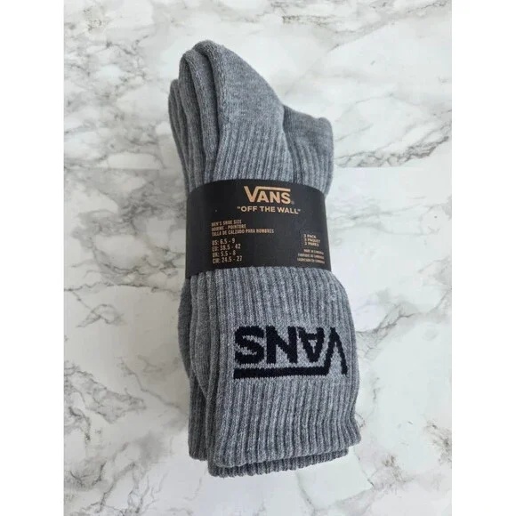 Vans socks 3 Pack Gray Crew Socks Men’s Size 6–9 NEW