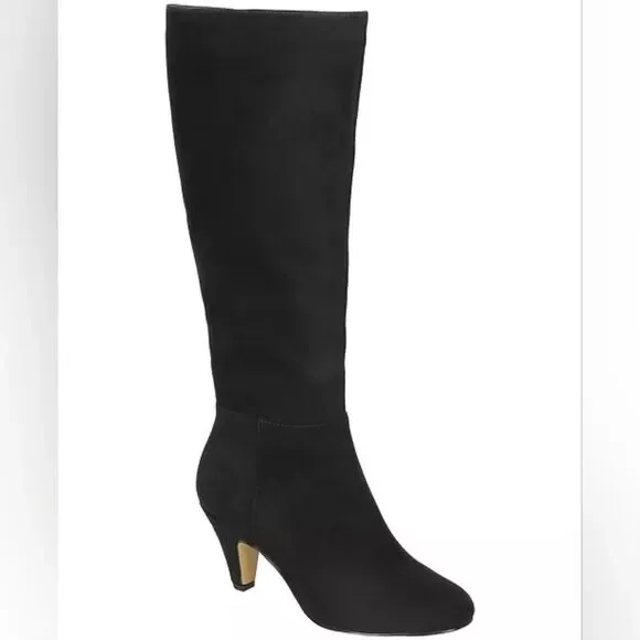 Bella Vita Women's Corinne Suede Inside Zip Wide Calf Tall Boots