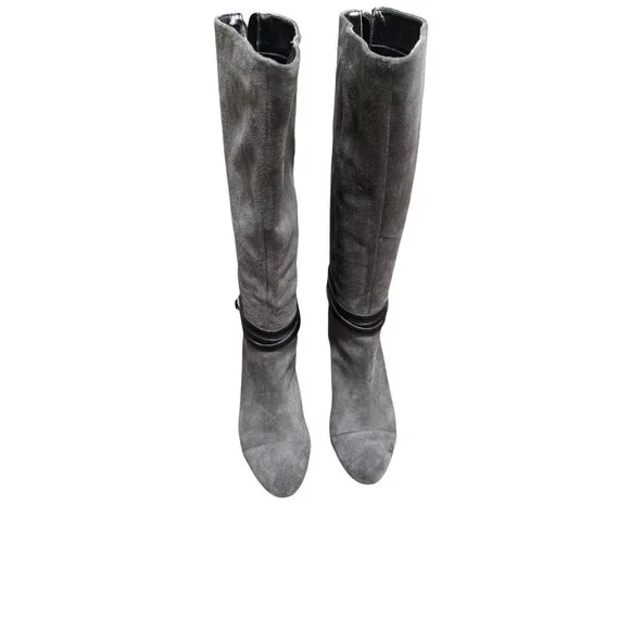 Julianne Hough For Sole Society Nila Women's 8.5BGray Knee-High Suede Wedge Boot