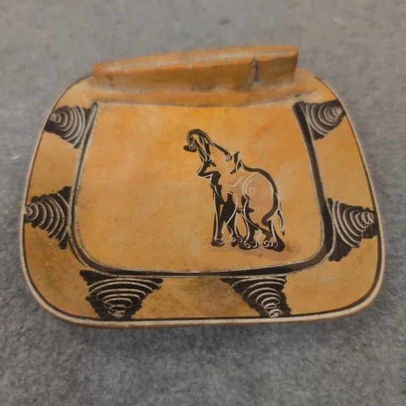 Unique Orange‎ Ceramic Trinket Dish Elephant Design Decorative Collectible