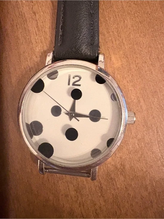 Polka Dot Black and White Accent Watch - Unbranded