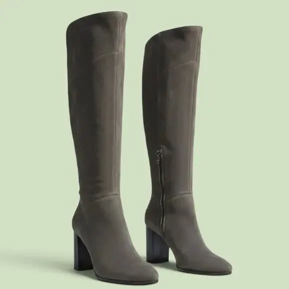 NEW Dolce Vita Green Suede Knee High Heels Boots Women's 7 Olive Army MSRP $290