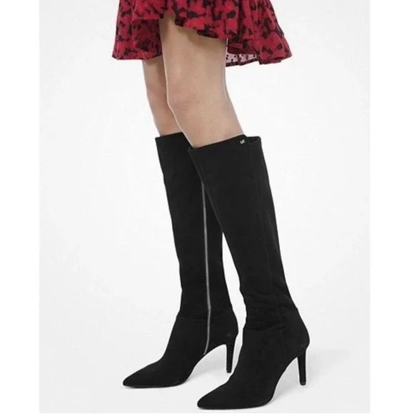 Michael Kors Dorothy Flex Black Suede Knee-High Boots - Size 8.5M - Stiletto