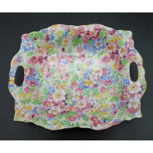 James Kent Apple Blossom Chintz Trinket Dish Floral Vanity Ring Dish England