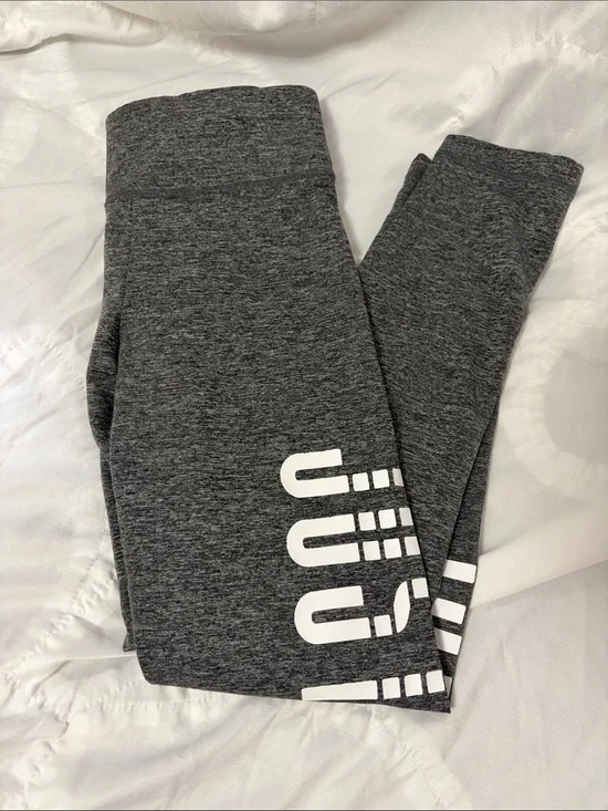 Justice Charcoal Heather Leggings with White Side Logo