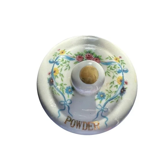 Lovely Covered Hand Painted Porcelain Trinket Style Powder Vanity Box With Lid