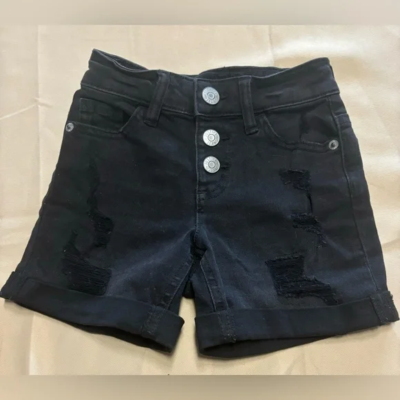 Justice‎ Black Distressed Denim Jean Shorts