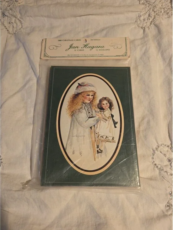 Jan Hagara 1980 Christmas Cards 3rd Edition 12 Cards And Envelopes Holly