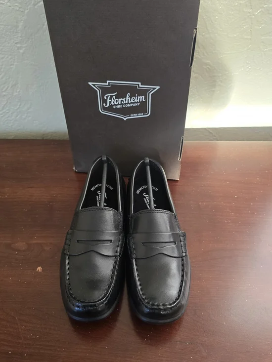 NWT Florsheim Kids Jasper Driver Jr Leather Penny Loafers Black Size 1.5M NWB