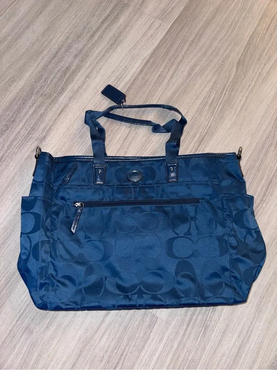 Coach Navy Signature Jacquard Baby Bag