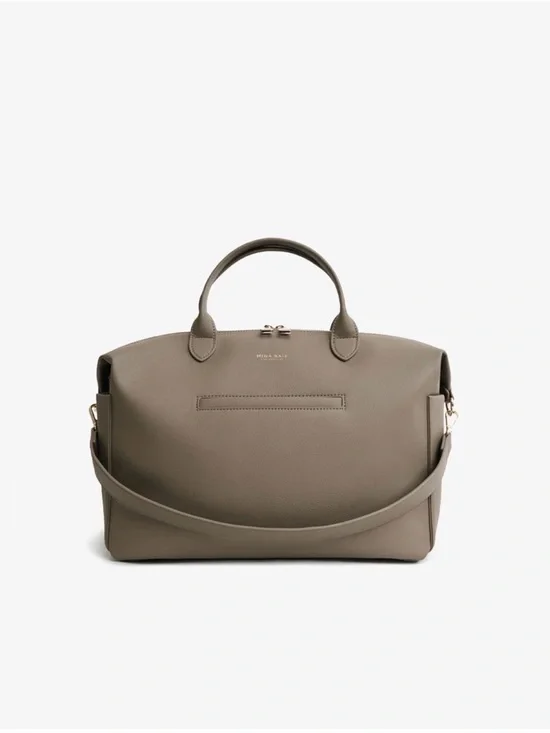 Minimal Taupe Leather Satchel with Removable Strap