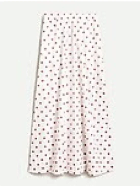 J. Crew Ivory Maxi Skirt with Pink Dot Print