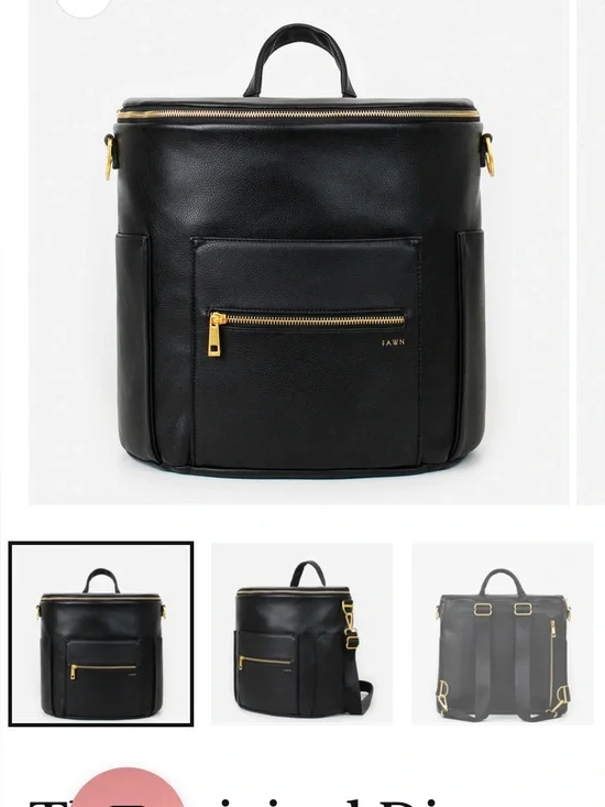 Fawn Design the Original Diaper Bag Black Backpack Gold Hardware like new unused