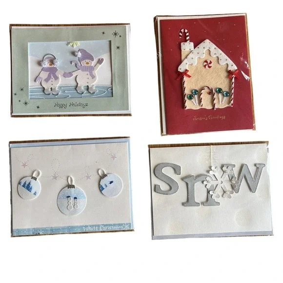 Burgoyne Fine Greeting Cards Holiday Christmas‎ Card Sealed Santa Ornaments Snow