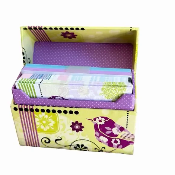 Papyrus Keepsake Box Blank Note Cards & Lined Envelopes Bird Songbird Floral