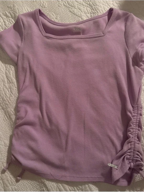 Justice Lavender Square Neck Short Sleeve Top