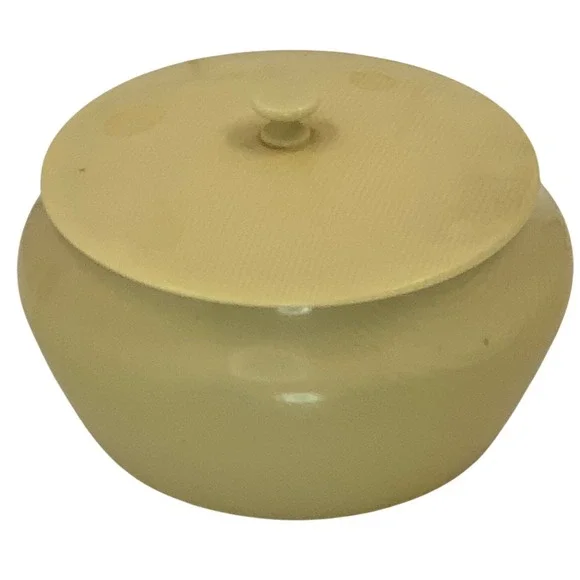 Vintage DuPont‎ Ivory Py-ra-lin Celluloid Yellow 4.5 Inch Vanity Jar