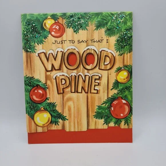 Vintage Holiday Humor Christmas Card With Glitter Accents Retro Signed USA