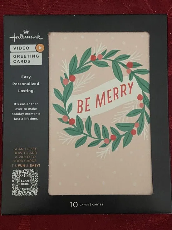 Hallmark Video Greeting Cards Personalized Pack of 10 Be Merry